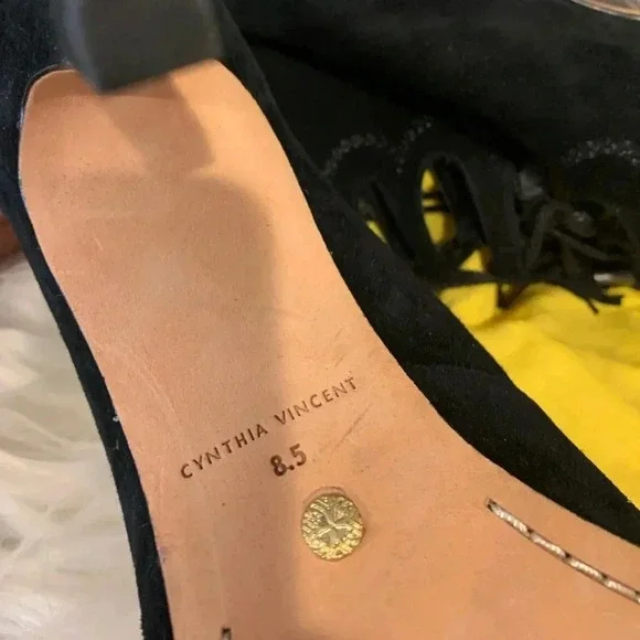 CYNTHIA VINCENT NEW Harp Lace Up Pointed Booties